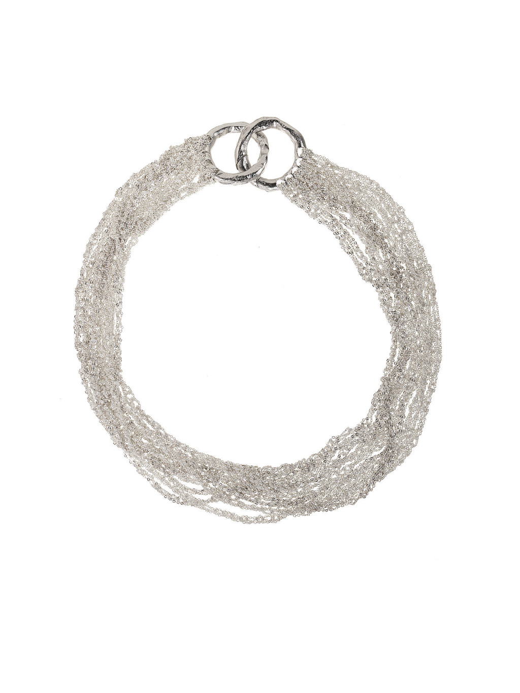 Multi-Tress Décolleté in Silver w/ Silver Ring Clasp